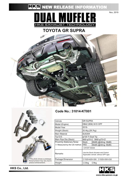 HKS DUAL MUFFLER For SUPRA GR MKV A90 / A91